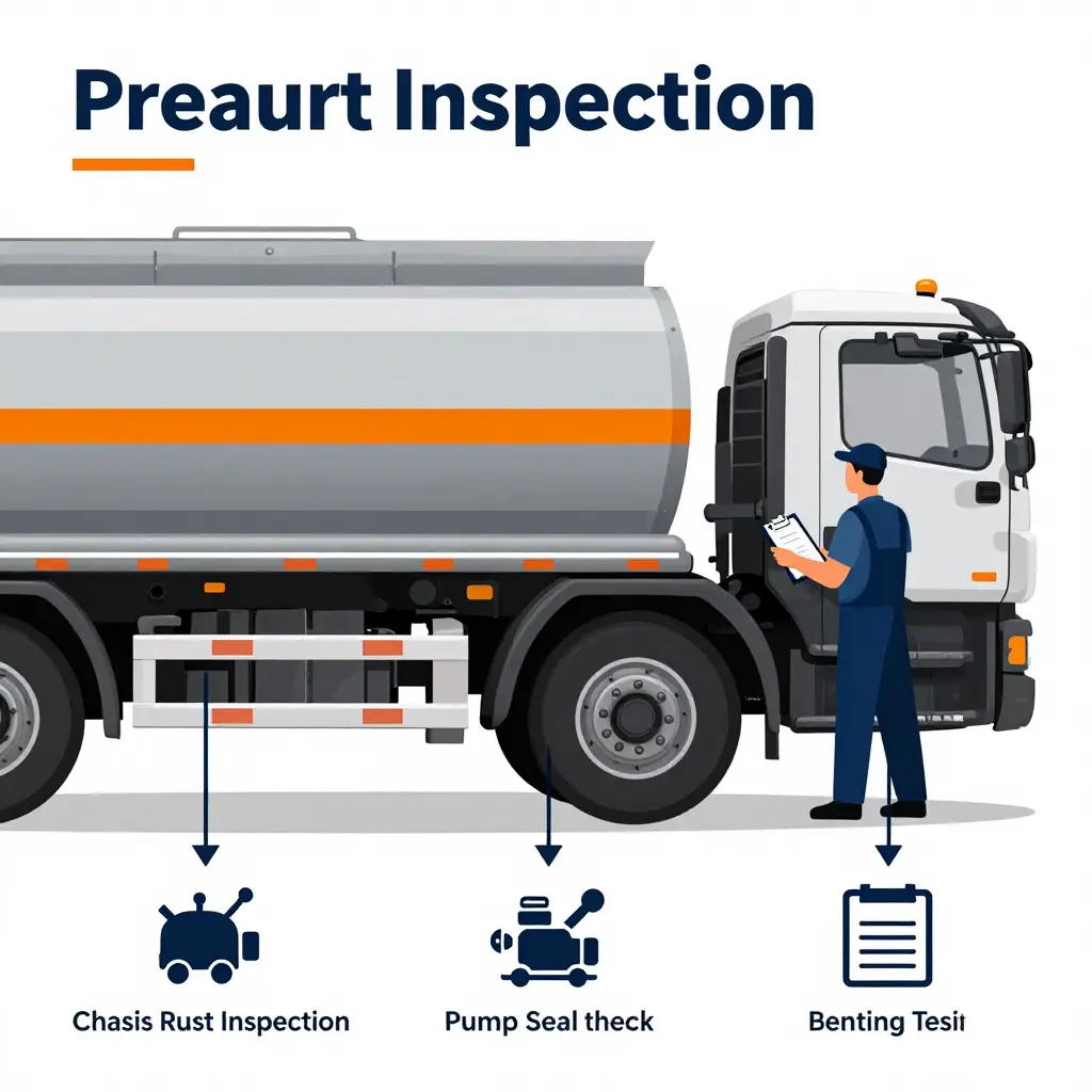 Pre-payment inspection points on a used septic tank truck